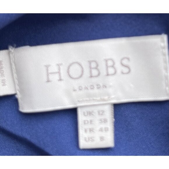 Hobbs London Ashling Dress Chiffon Bow Back Blue 8 - Picture 7 of 9